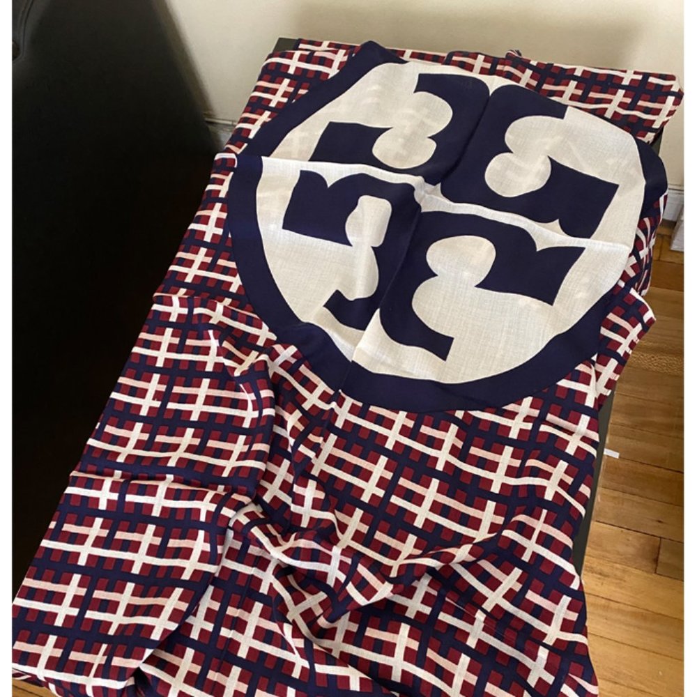 Tory Burch Princess Plaid Oblong Multicolor Scarf - Picture 4 of 5